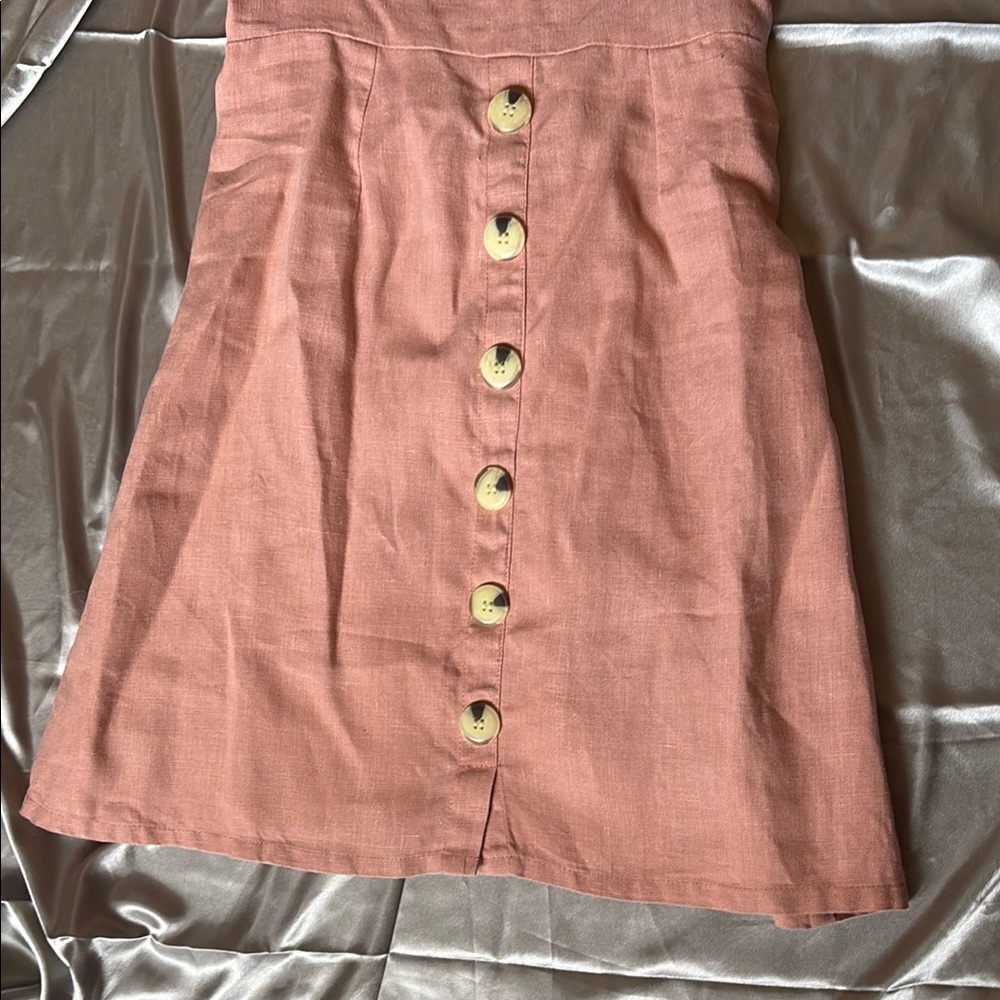 Faithful The Brand Knee Length Casual Pink Button-Down Dress - Picture 5 of 8